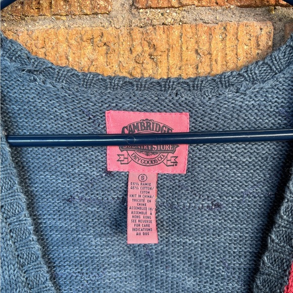 Vintage Cambridge Country Store Patriotic Knit Vest Fringe Western USA Sz S - Picture 2 of 6